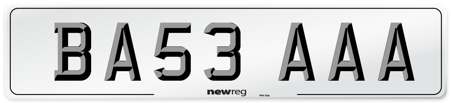 BA53 AAA Number Plate from New Reg